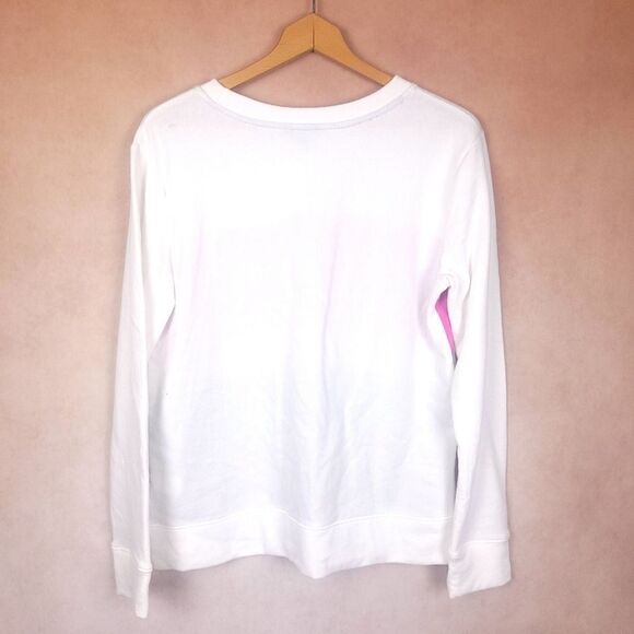 Nautica White Pink Navy Colorblock Lightweight Sweatshirt Size Medium - Picture 4 of 4